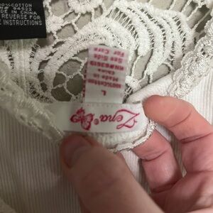 Zara Cream White Lace Trim Tank L